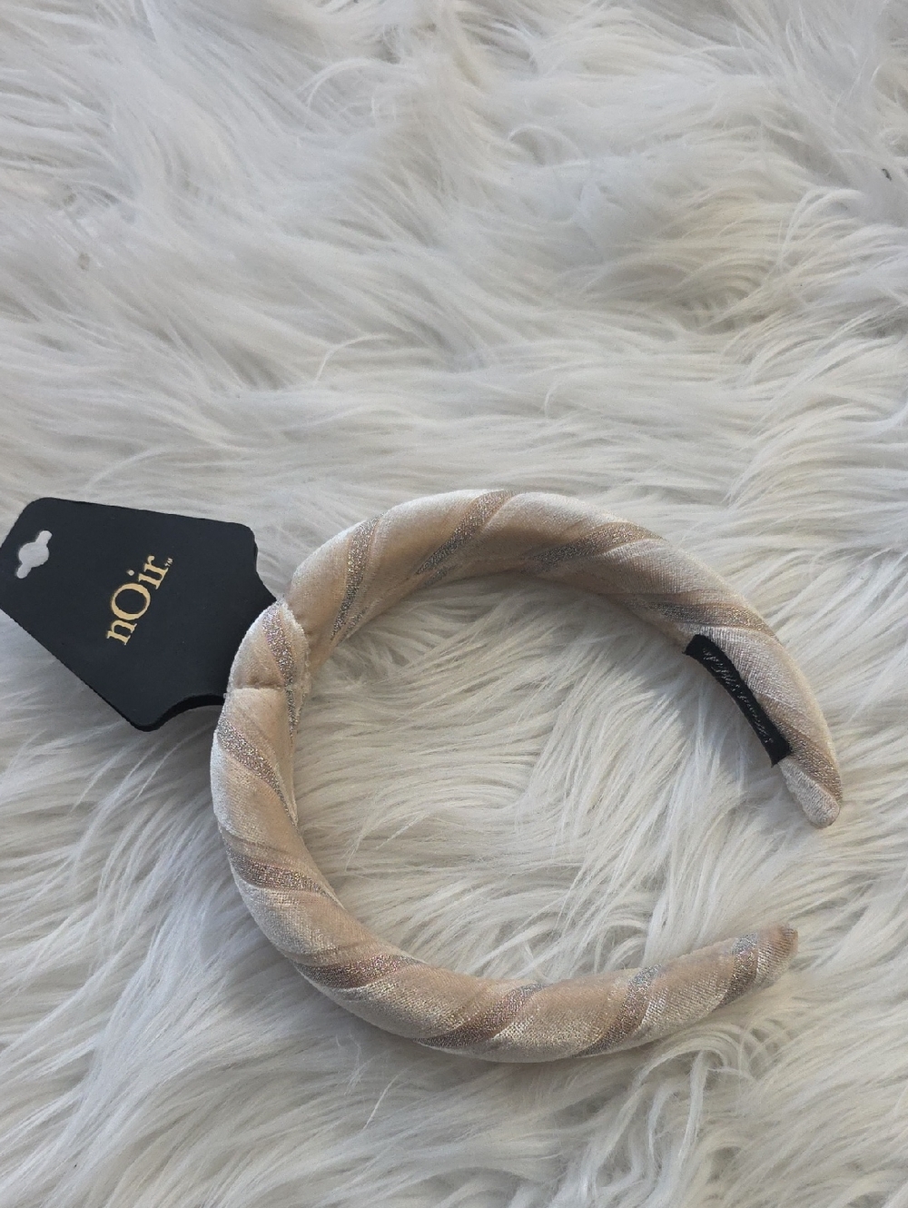 nOir Jewelry Twisted Padded Headband in Blush and Cream
